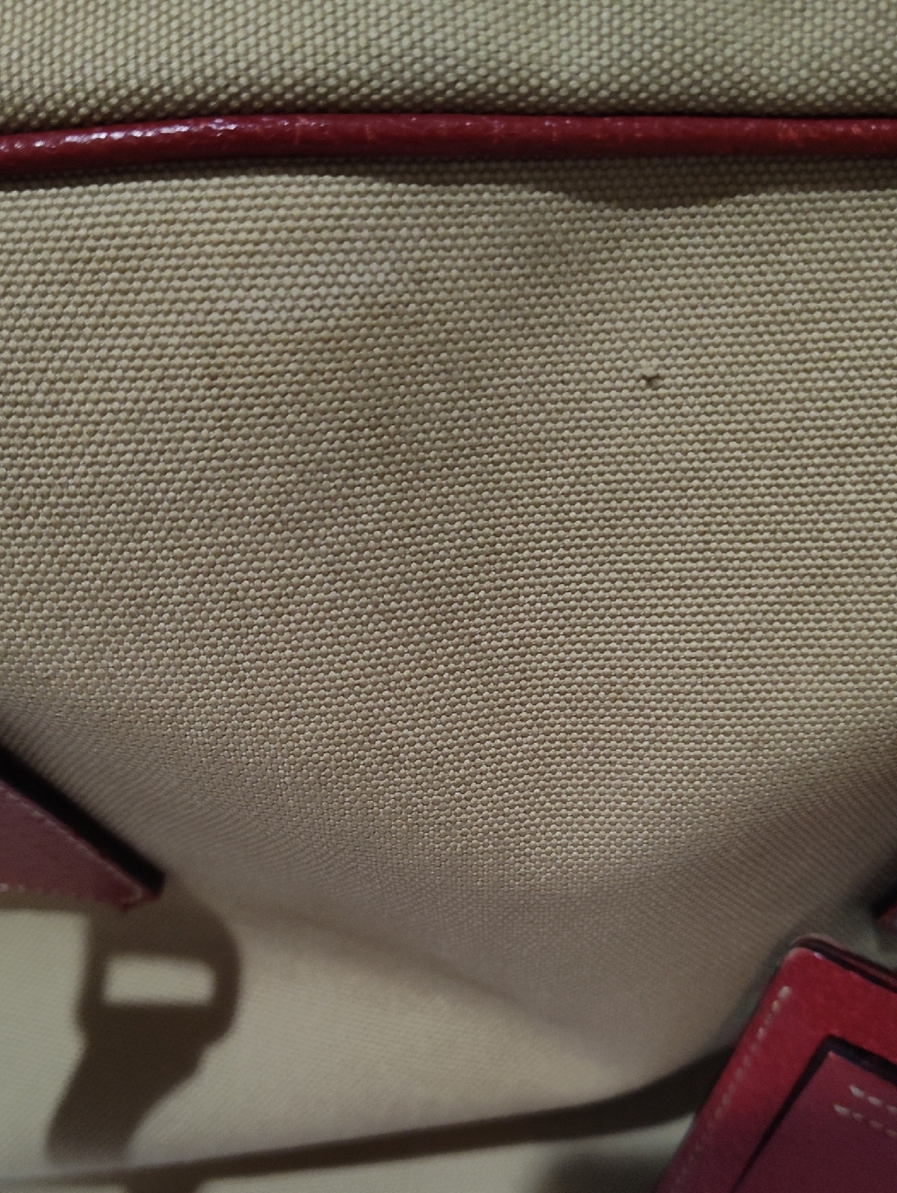 Prada Beige Canvas Tote with Red Leather Trim and Wallet - Picture 8 of 14